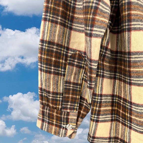 Vintage Pendleton Wool Board Shirt Flannel Plaid Loop Collar Flap Pockets Medium - Picture 9 of 10